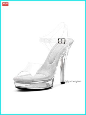 Clear Platform Stiletto Heels Ankle Strap Pole Dancing Party Club Shoes